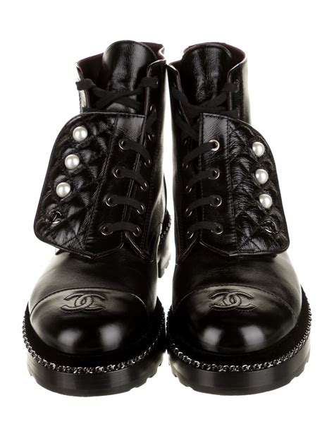 chanel 2022 combat boots|chanel boots with pearl heel.